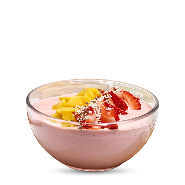 Smoothie bowl de fresa y mango preparado con Splenda