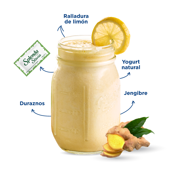 Un helado smoothie de limón con jengibre, yogurt natural y Splenda Stevia